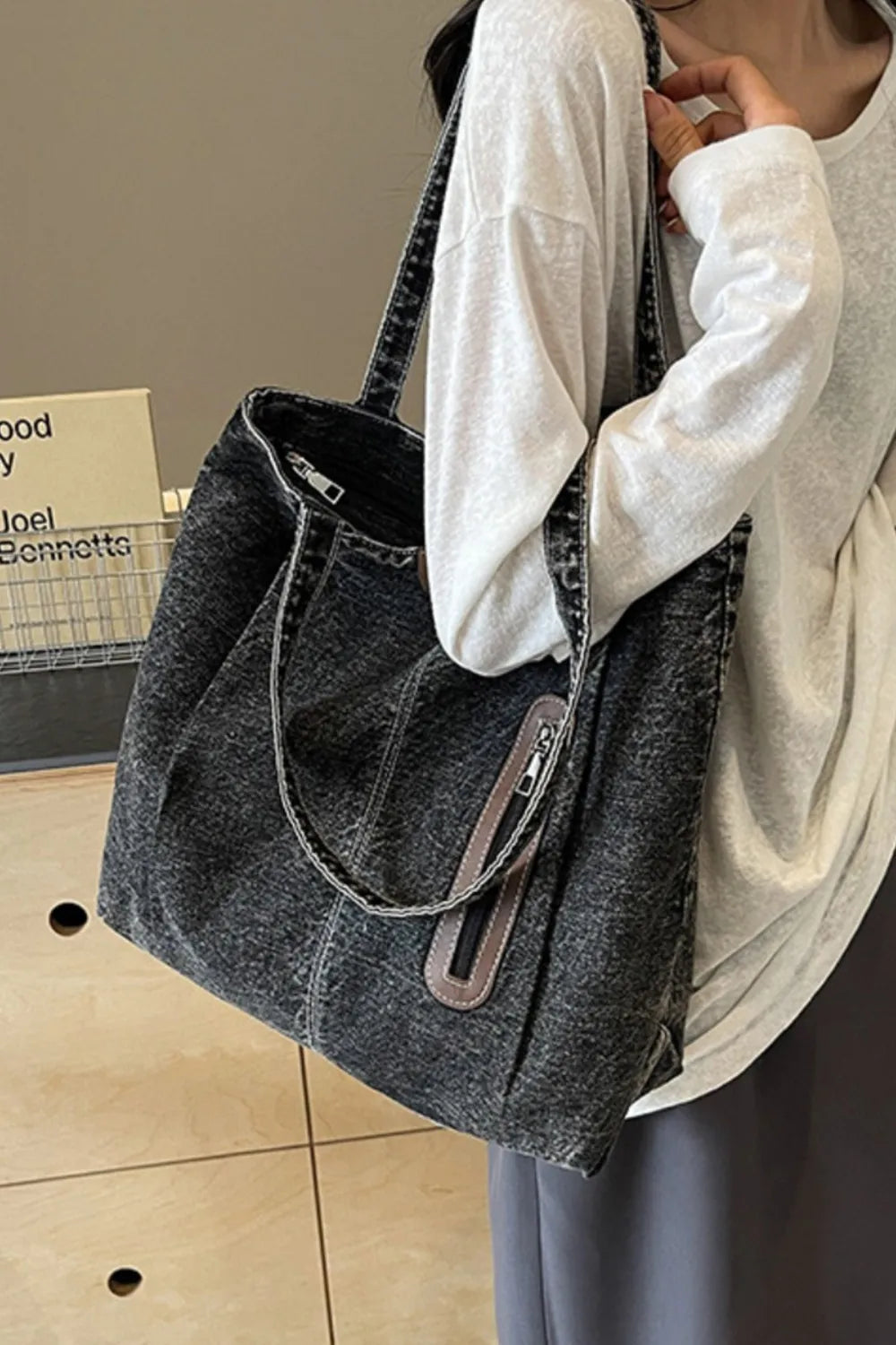 Sac fourre-tout en jean moyen