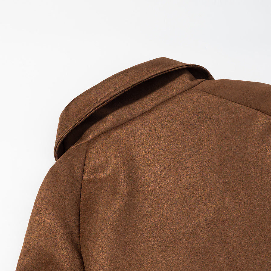 Manteau long croisé en daim