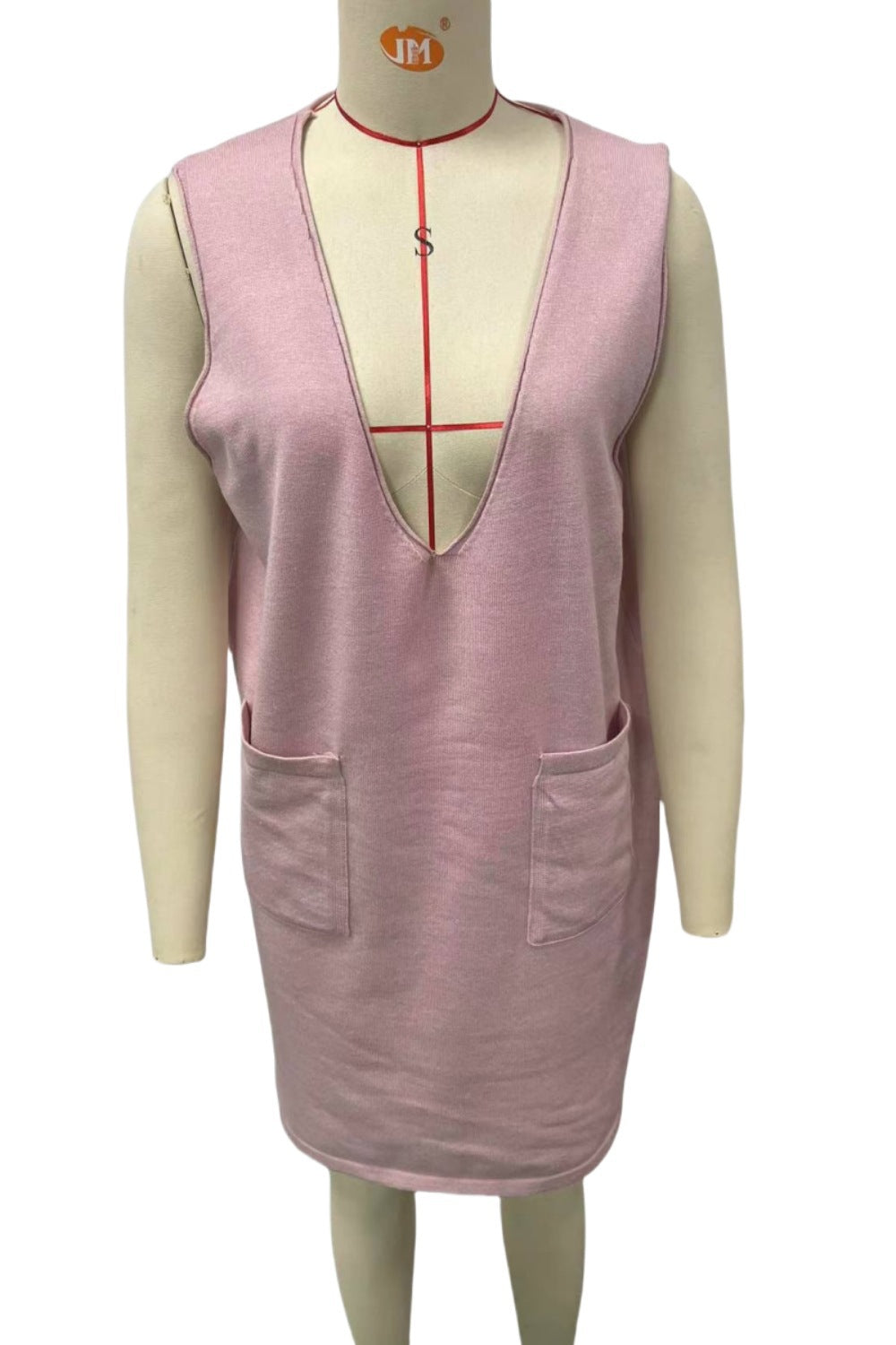 Robe sans manches polyvalente mi-longue en maille double face, collection automne/hiver coréenne, couleur unie.