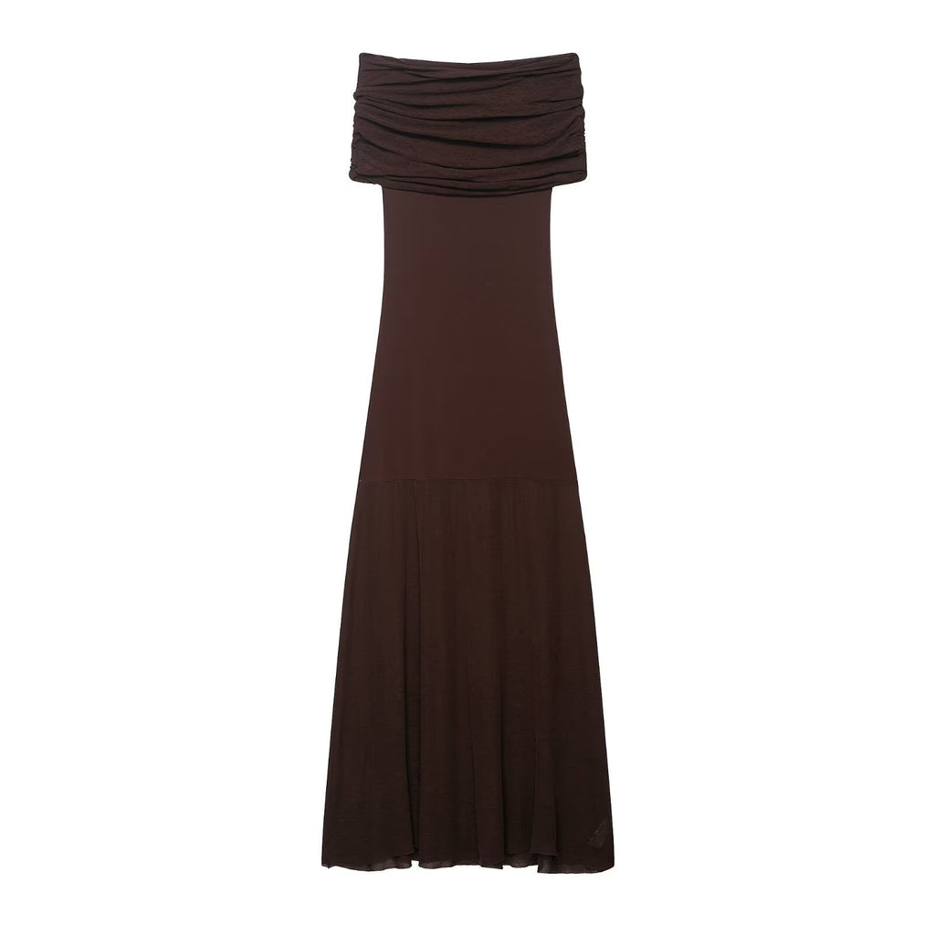 Robe en maille asymétrique à épaule dénudées, nouvelle collection