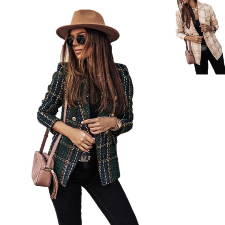 Veste blazer imprimée à manches longues et revers croisés