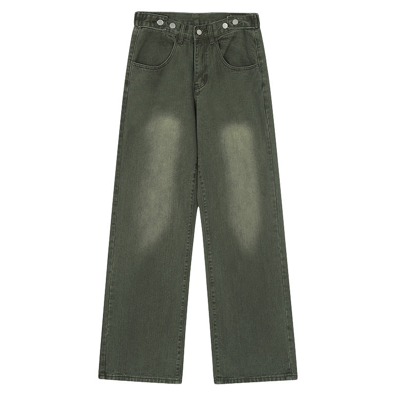 Jean délavé, coupe droite et ample, style streetwear