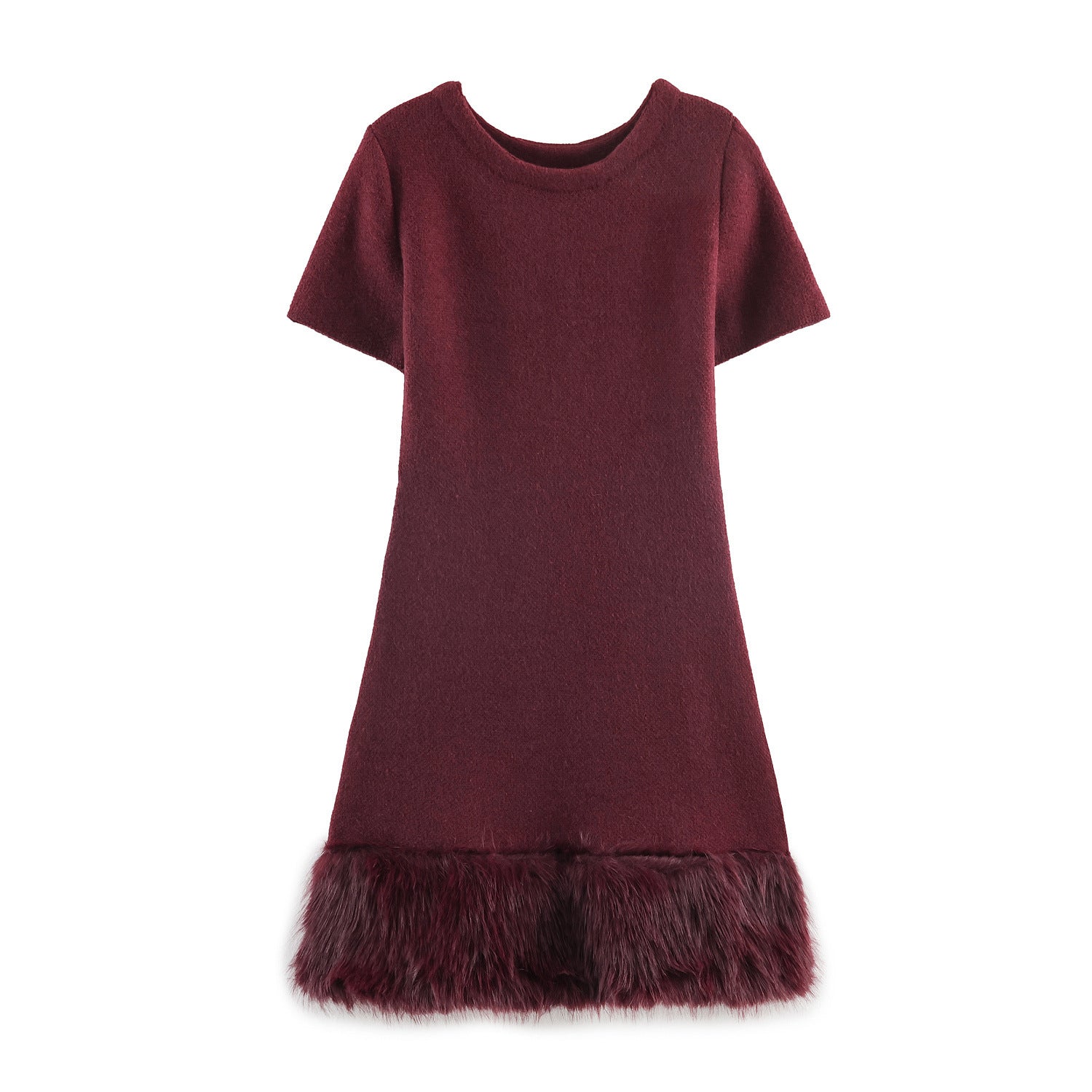 Robe tricotée patchwork en fausse fourrure