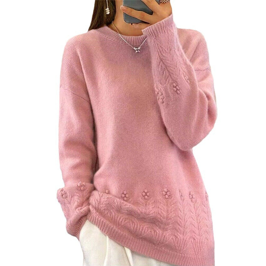 Pull-over uni à col rond