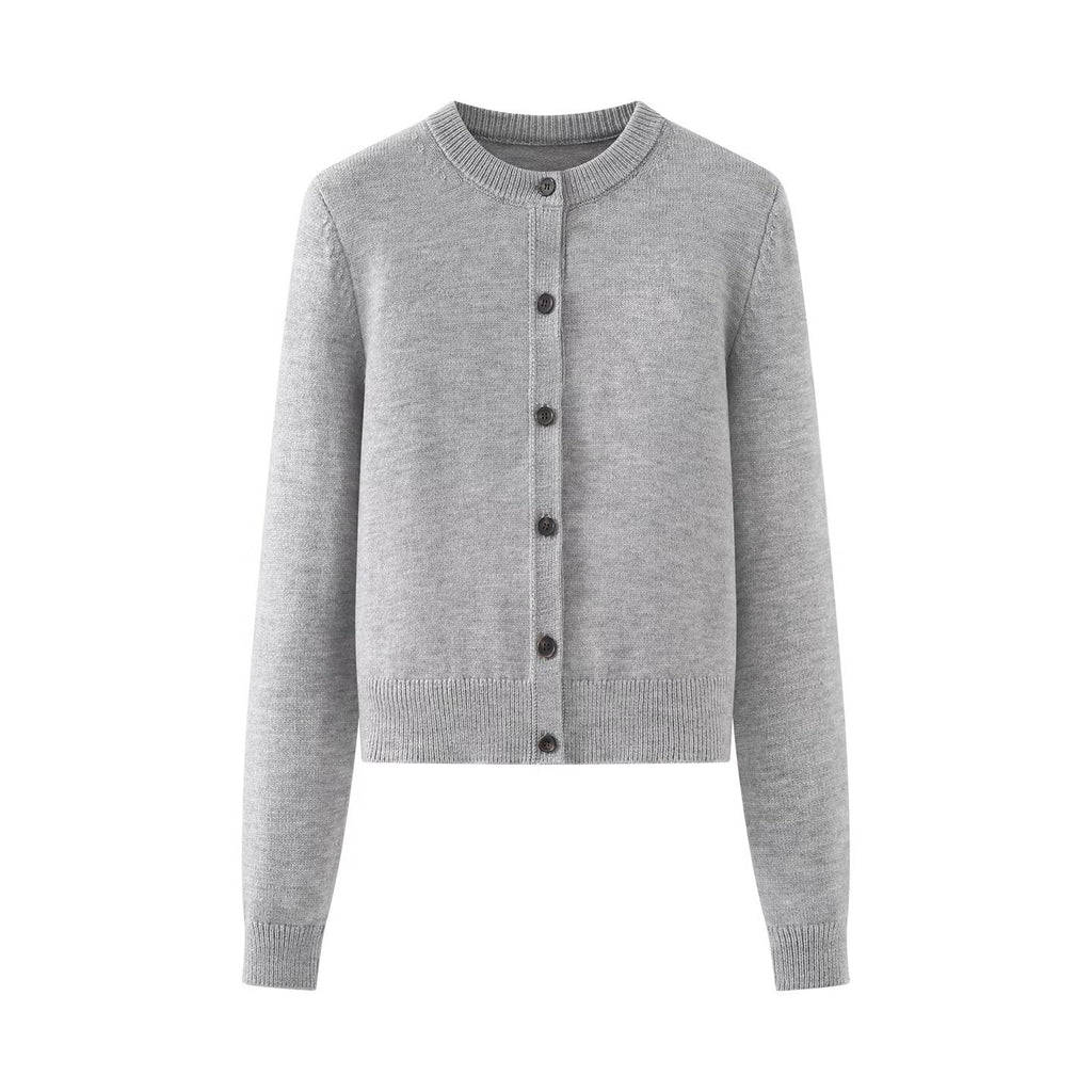 gilet cardigan à col rond simple en maille