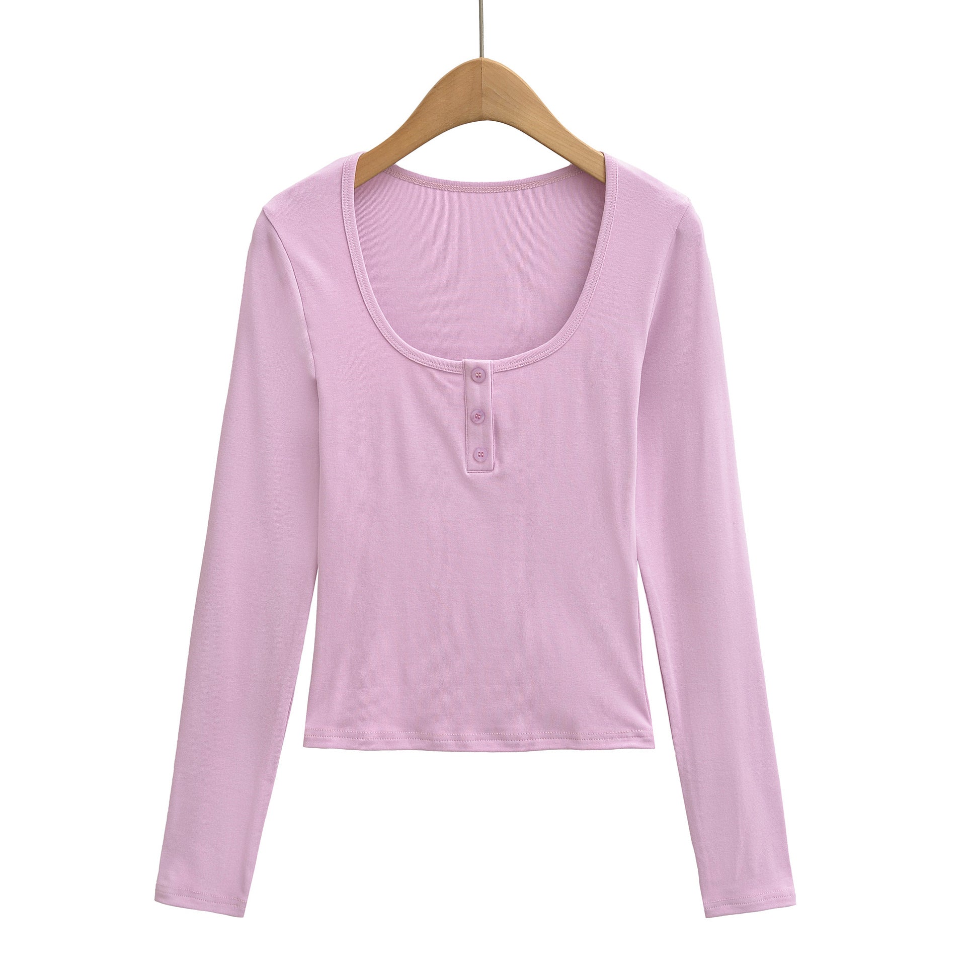 haut à manches longues, coupe ajustée, col carré