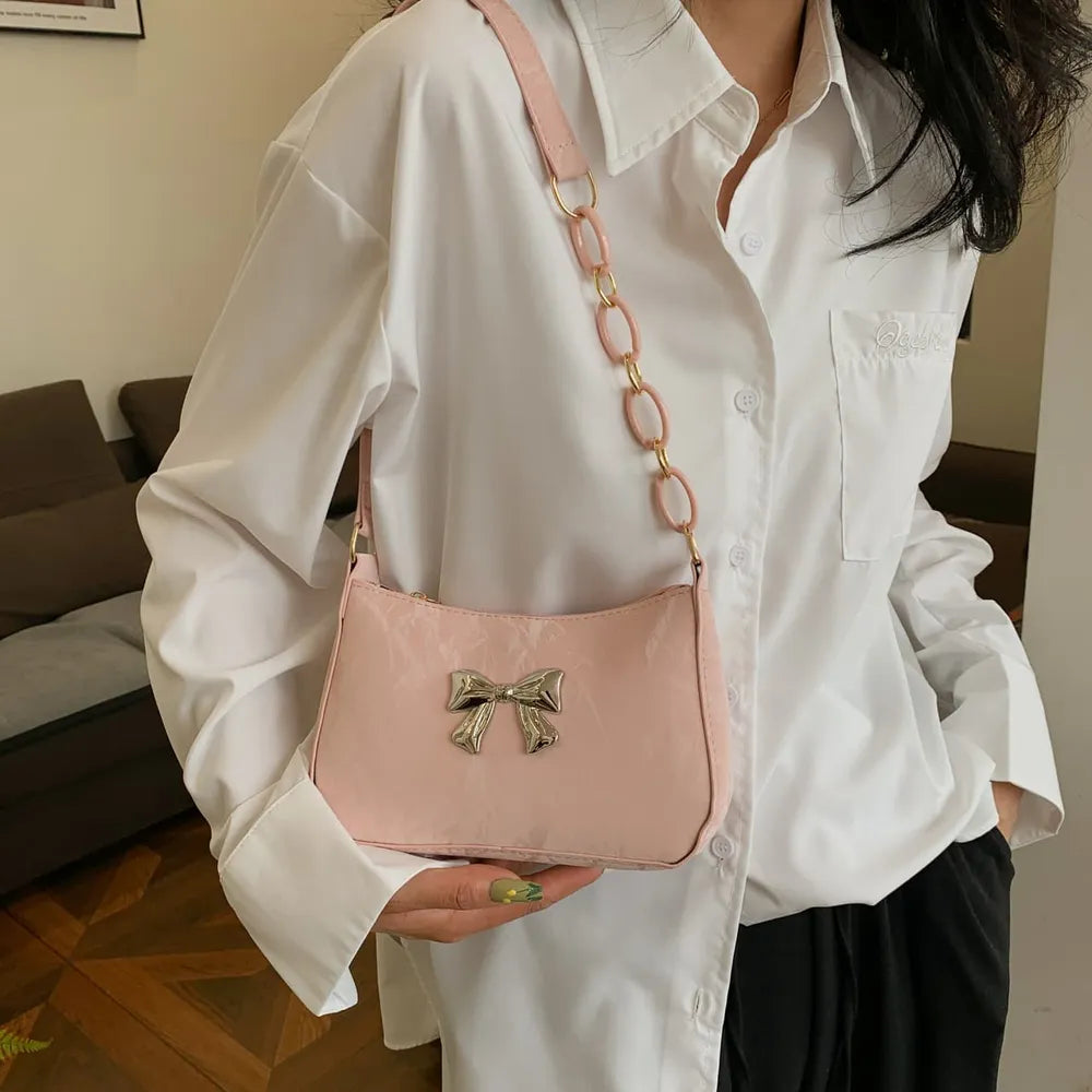 Sac bandoulière en cuir PU avec nœud