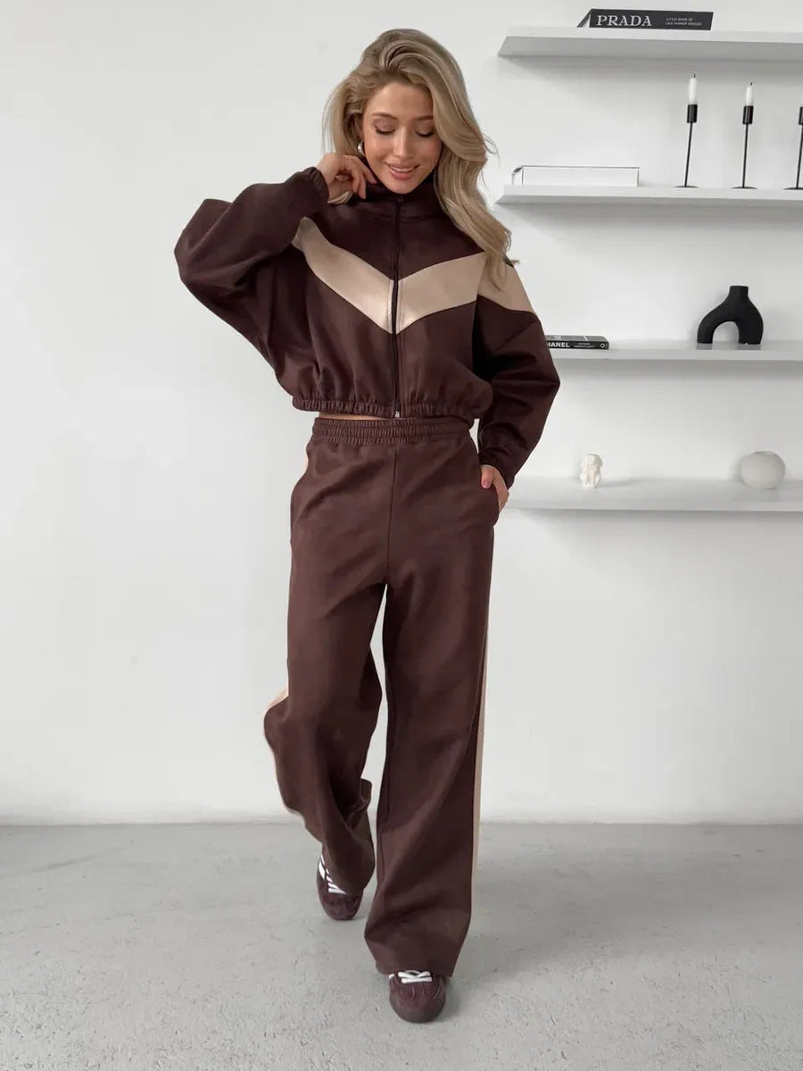 Ensemble deux pièces : veste zippée à manches longues et pantalon long élastique