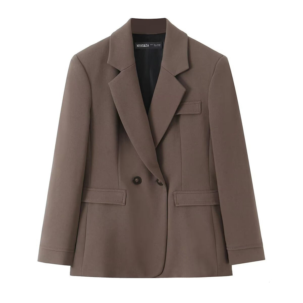 Ensemble 2 pièces, veste de costume croisée avec pantalon à jambes resserrées