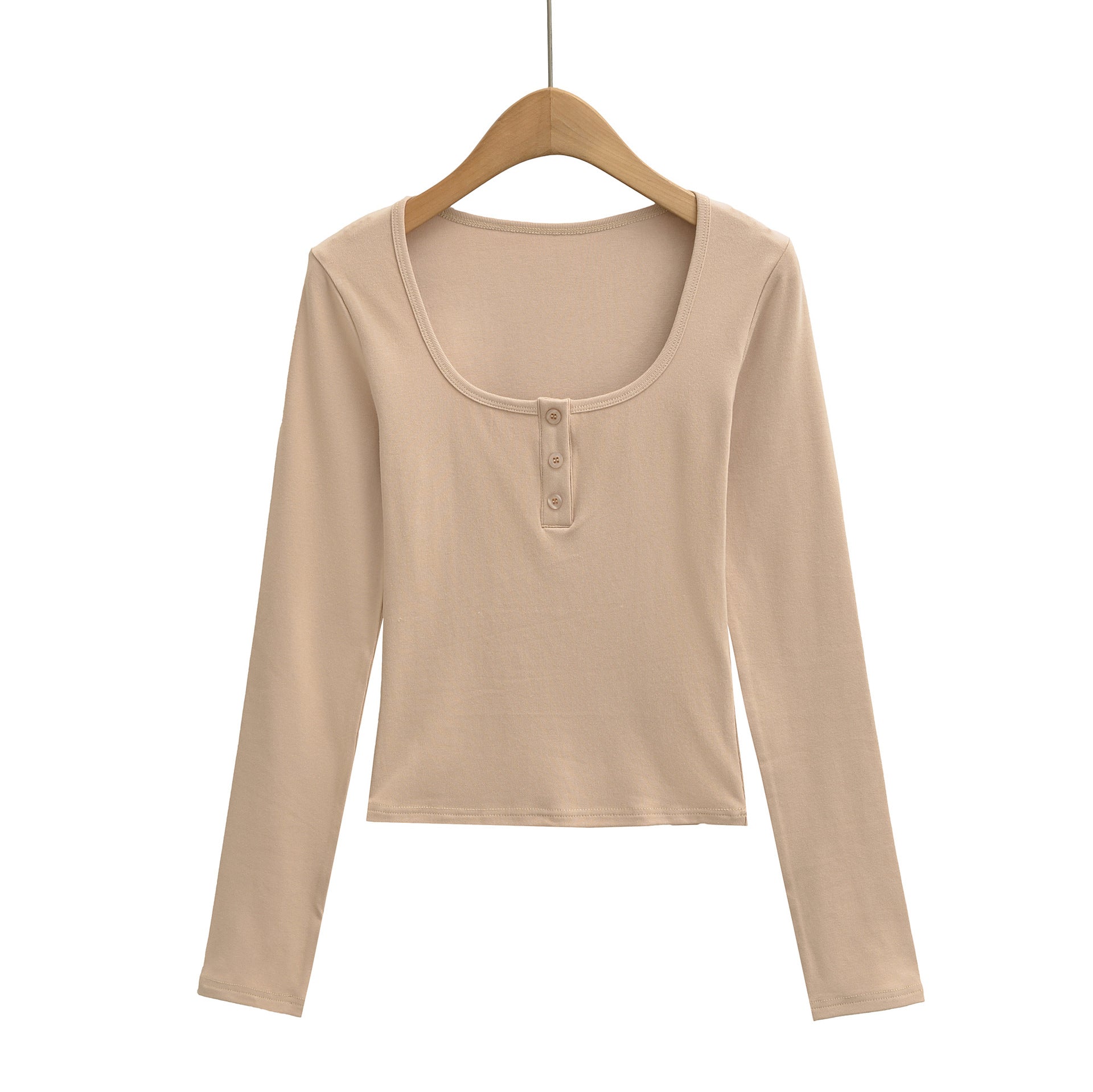 haut à manches longues, coupe ajustée, col carré