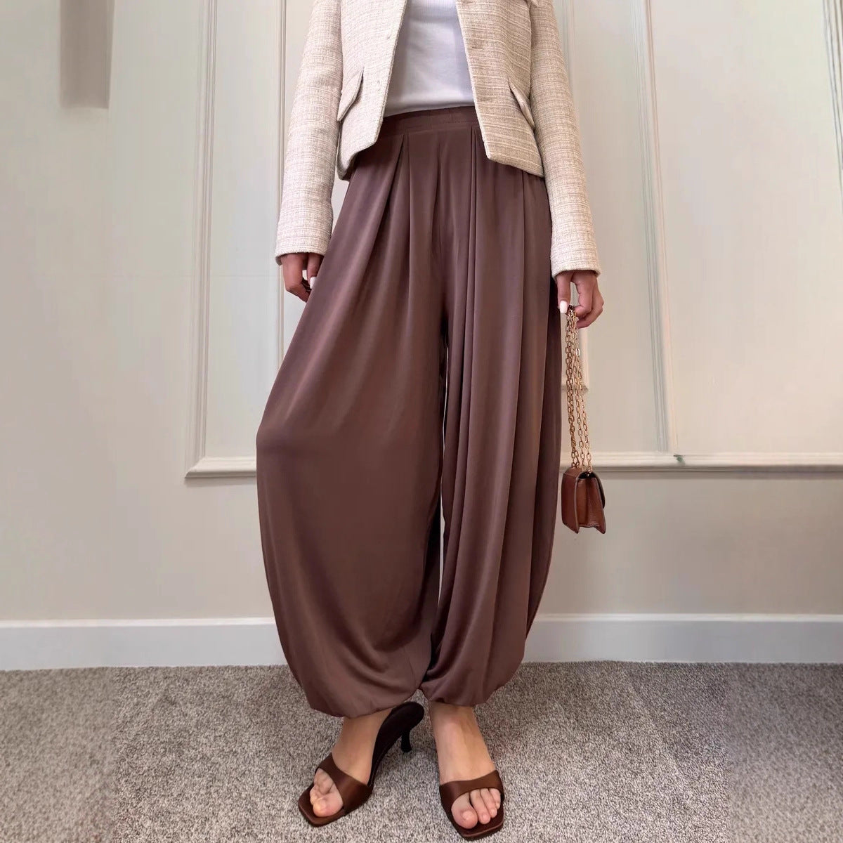 Pantalon ample et décontracté à jambes larges