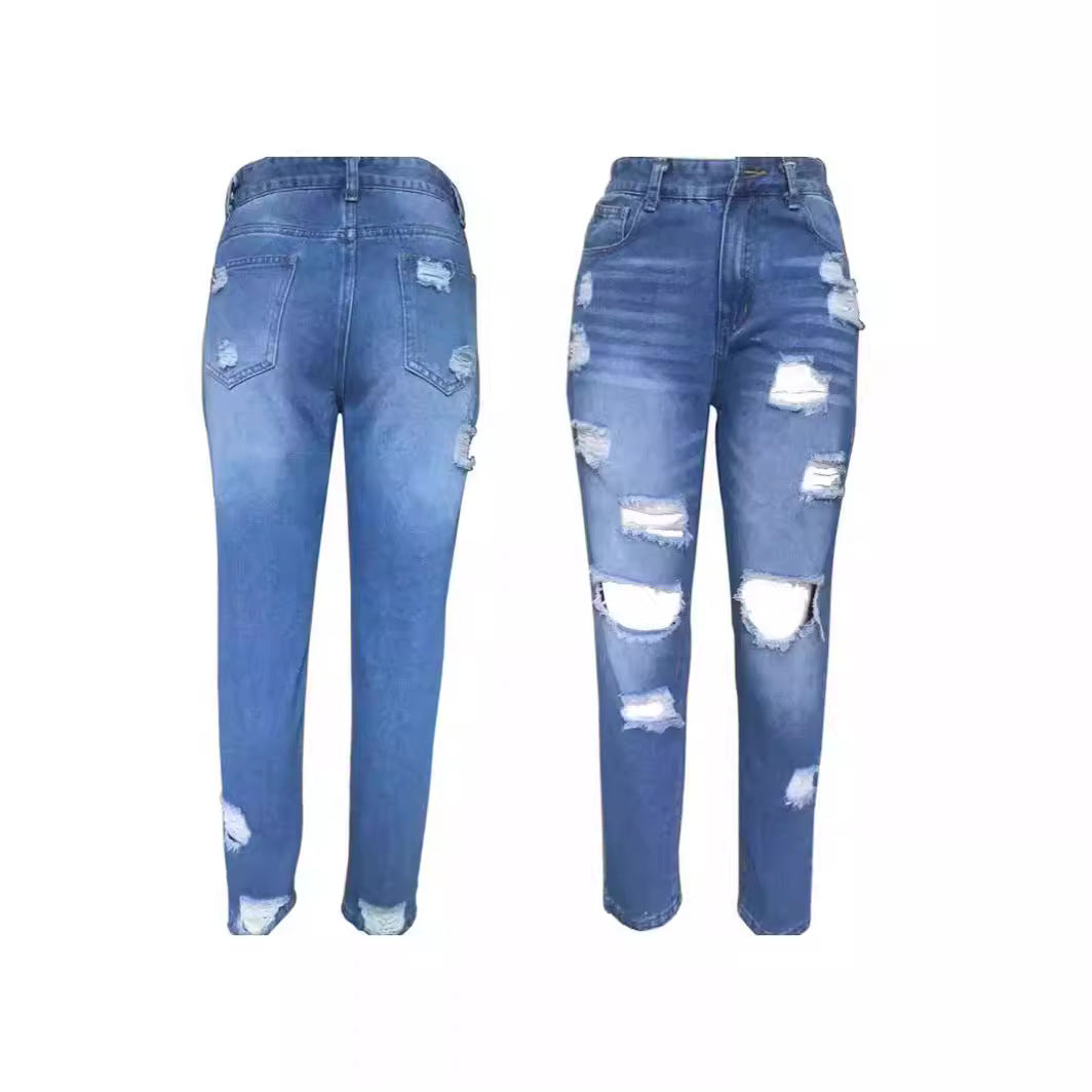 Jeans déchirés bleu clair