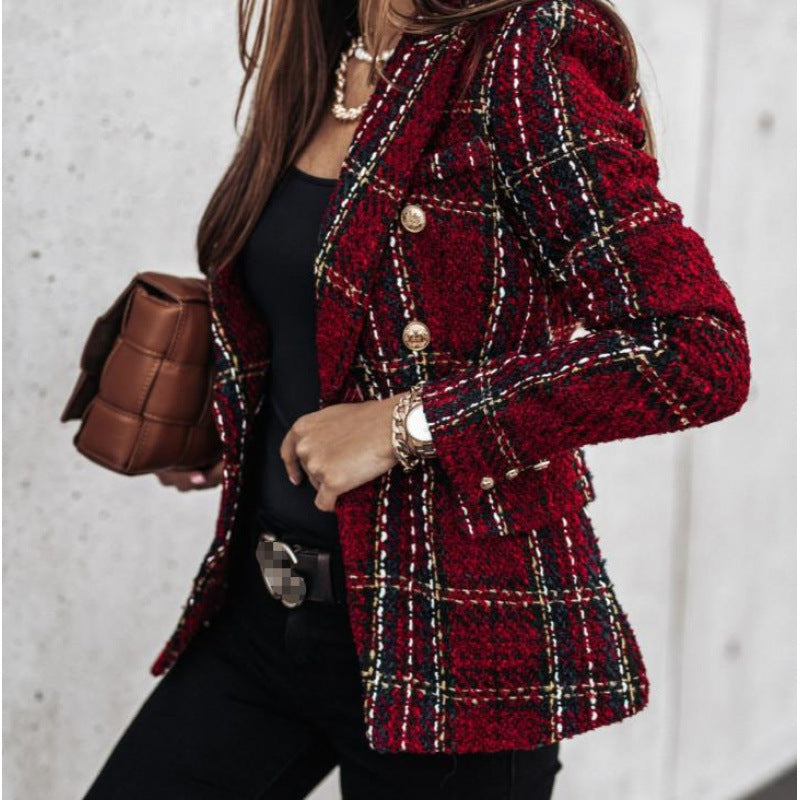 Veste blazer imprimée à manches longues et revers croisés