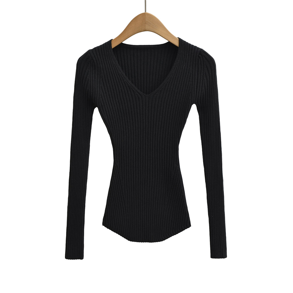 Haut à col en V ajusté et amincissant