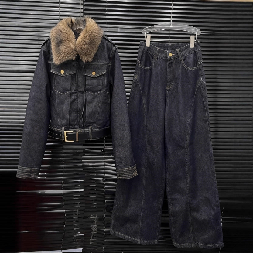 Ensemble deux pièces veste courte en coton + jean