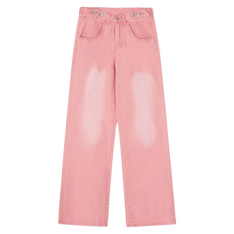 Jean délavé, coupe droite et ample, style streetwear