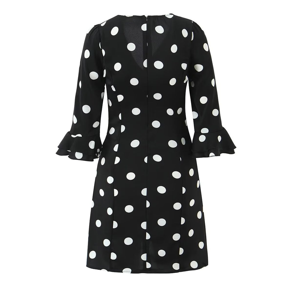 Robe à pois rétro française, à la fois tendance et décontractée