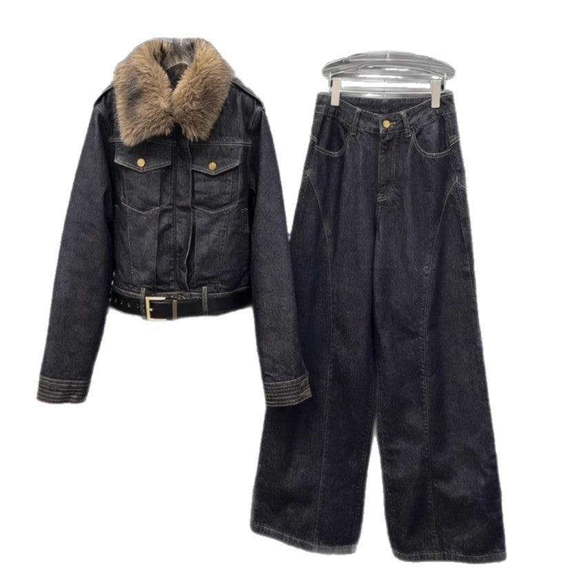 Ensemble deux pièces veste courte en coton + jean