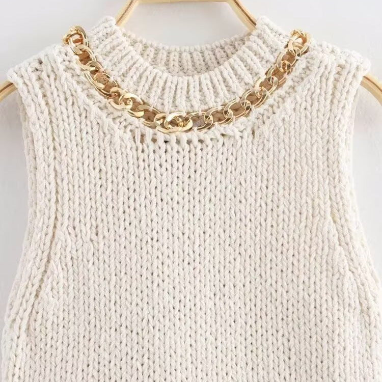 Gilet sans manches  asymétrique à chaînette