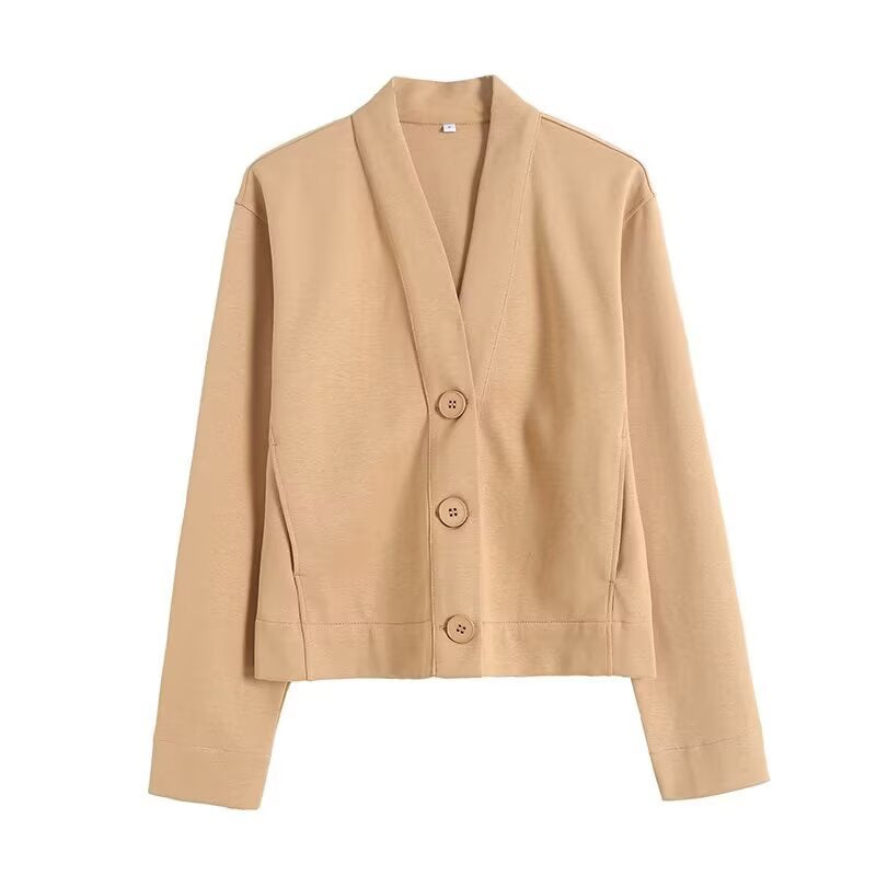 veste décontractée à manches longues et col en V