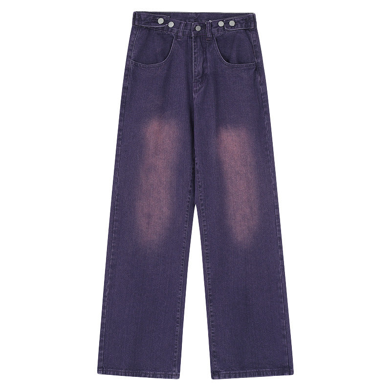 Jean délavé, coupe droite et ample, style streetwear