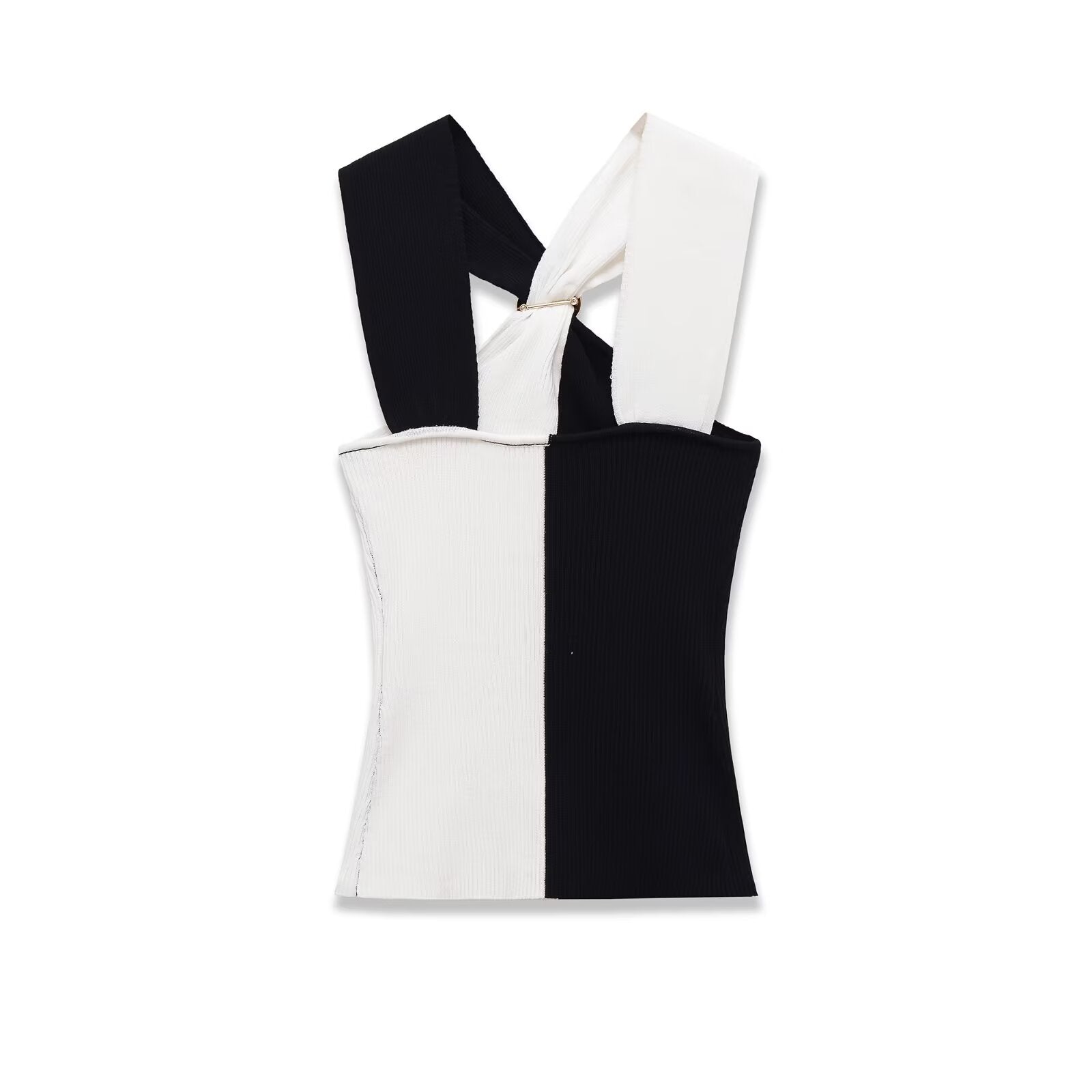 Haut en maille à épaules dénudées et bretelles colorées