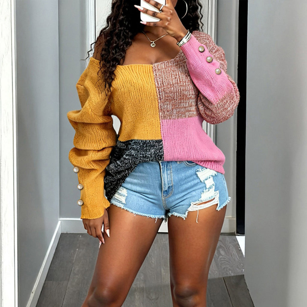 Pull à col V profond asymétrique