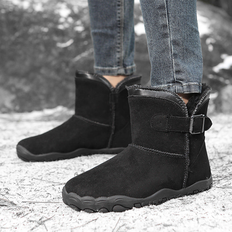 Bottes d'hiver montantes en daim doublées en peluche