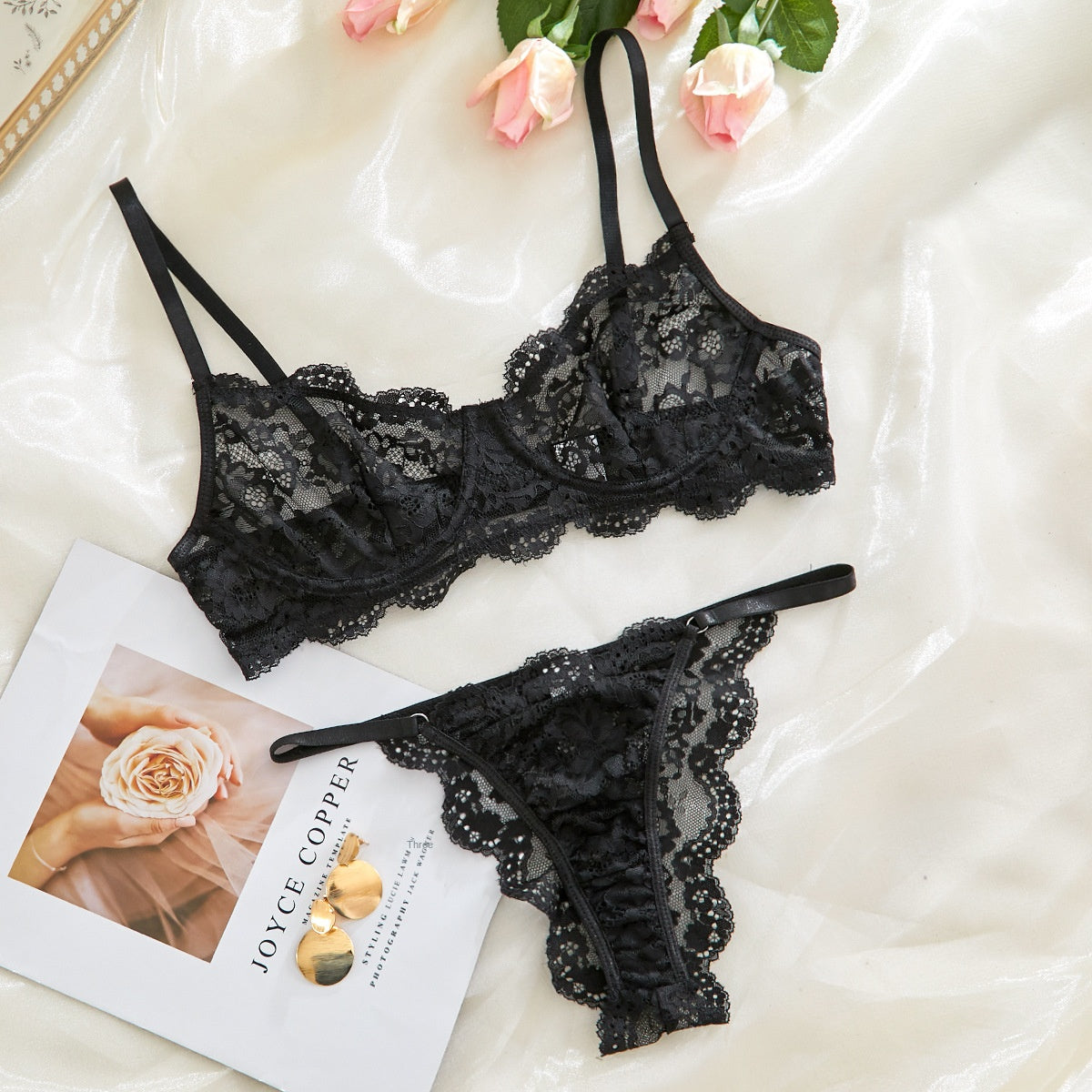 Ensemble de lingerie sexy en dentelle transparente
