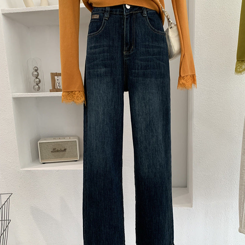 Jean droit style vintage, coupe slim