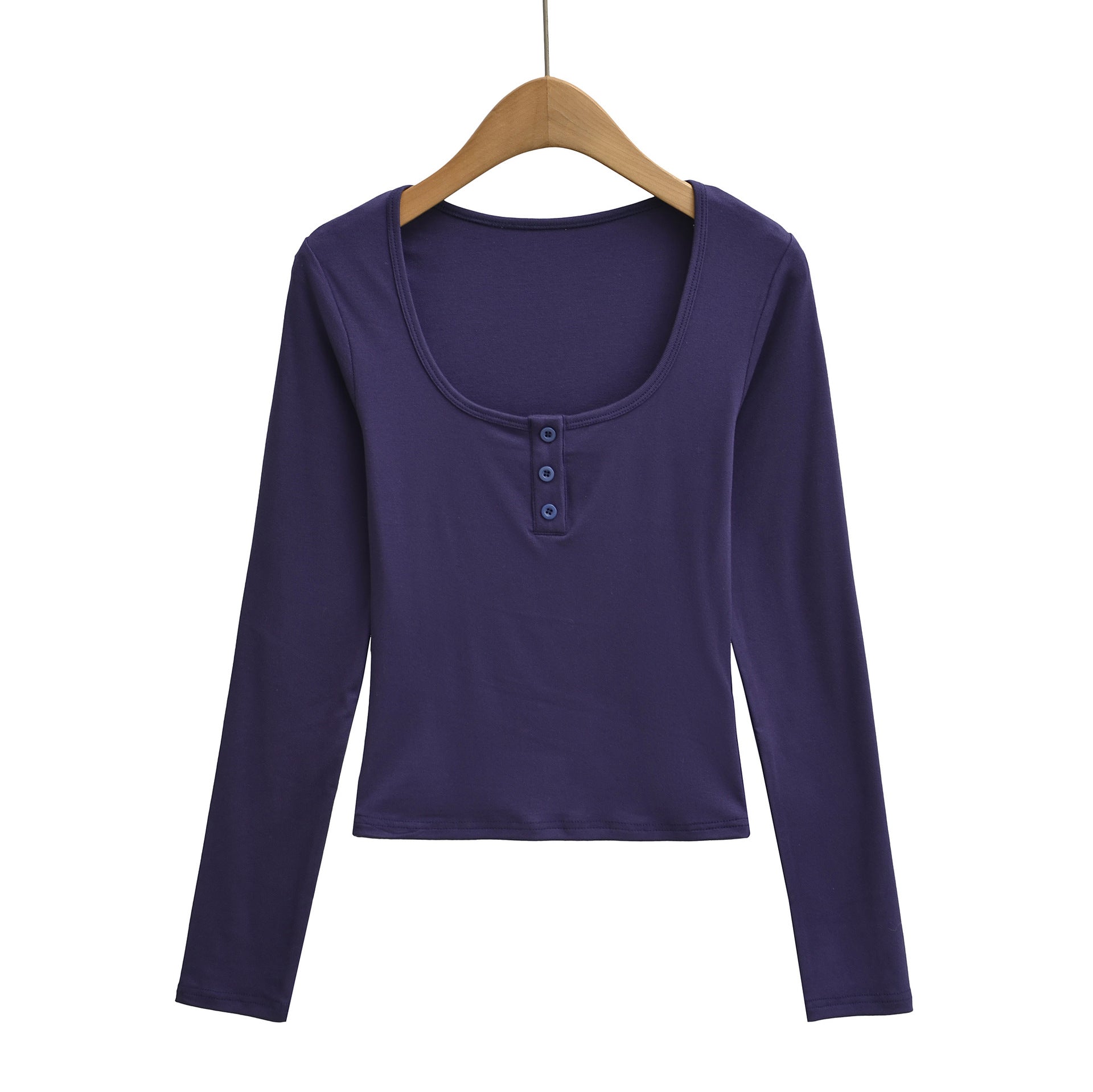 haut à manches longues, coupe ajustée, col carré