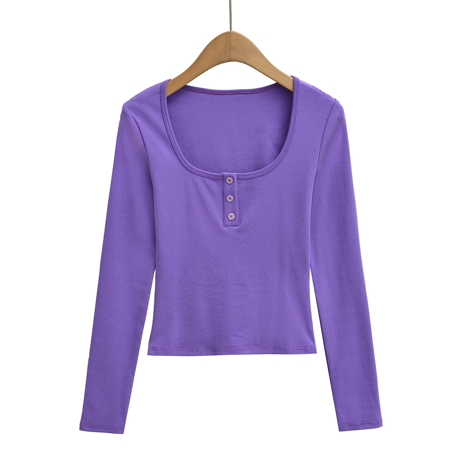 haut à manches longues, coupe ajustée, col carré