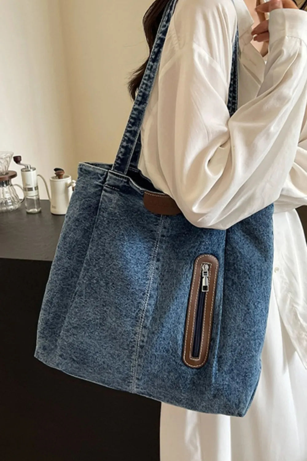 Sac fourre-tout en jean moyen