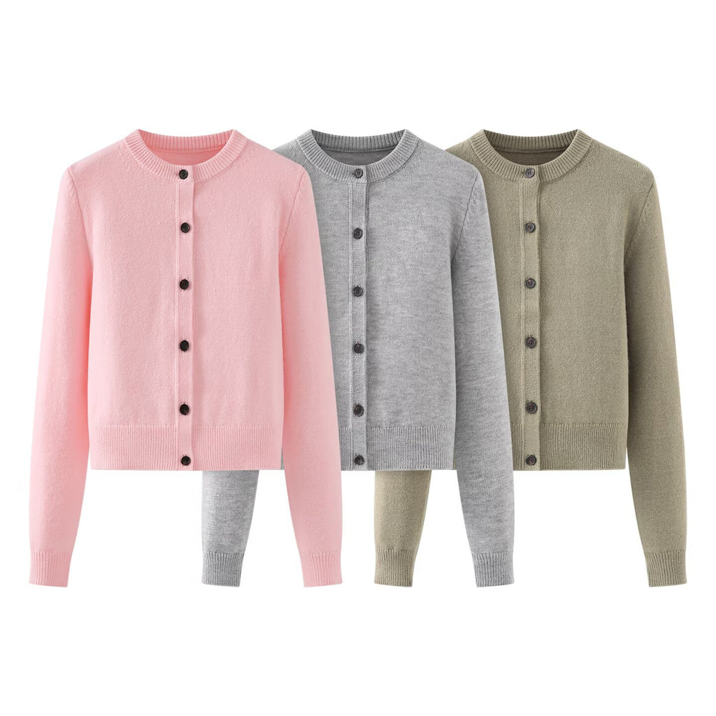 gilet cardigan à col rond simple en maille