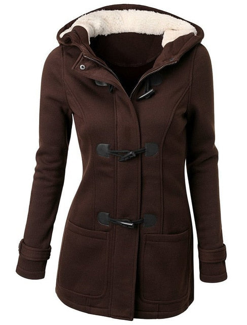 Manteau chaud molletonné à manches longues, à capuche et boutons, grande taille jusqu'à 5XL.