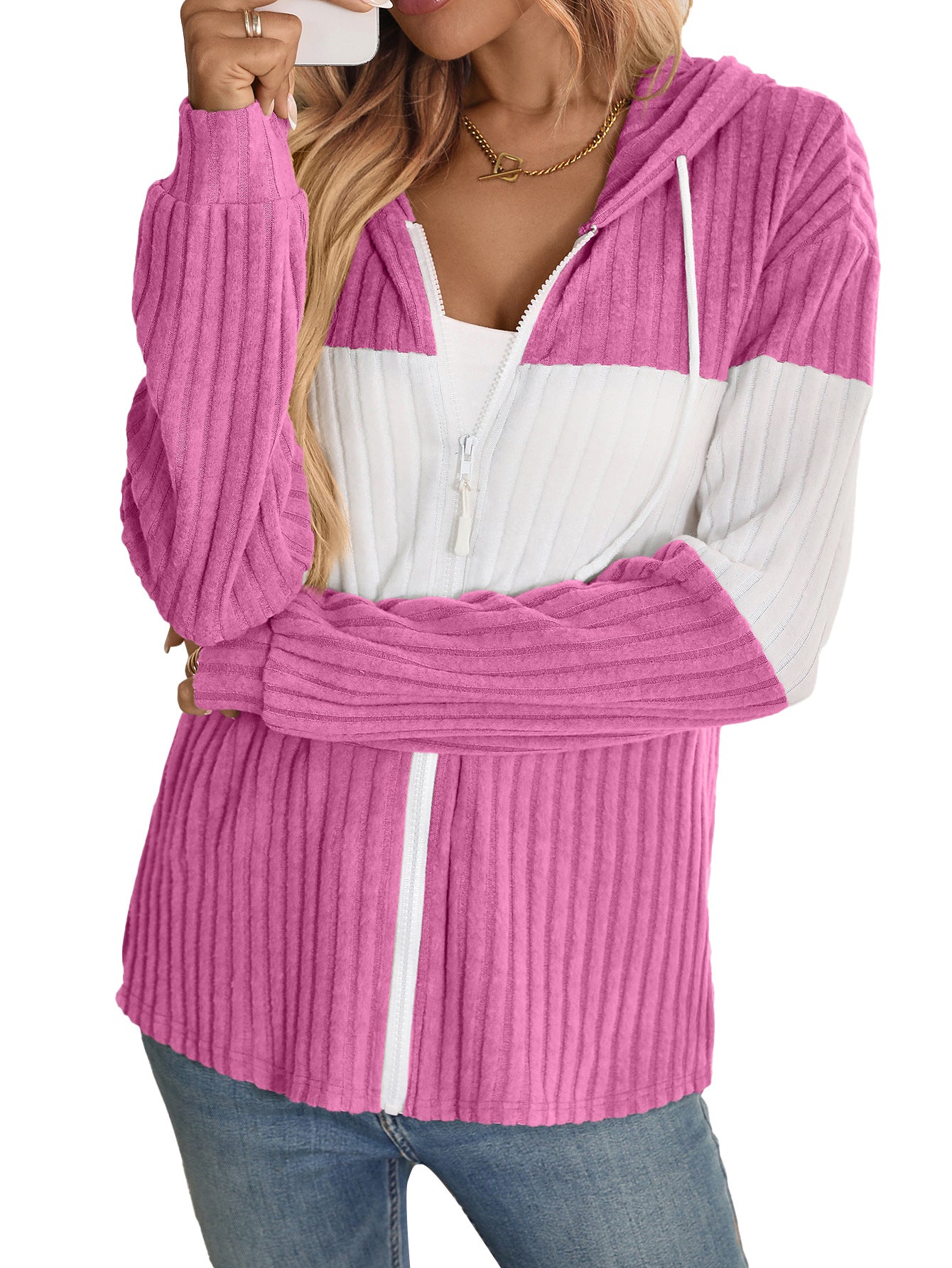 Cardigan à manches longues zippé, tendance