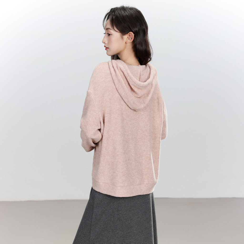 Sweat-shirt rose foncé à capuche avec cordon de serrage