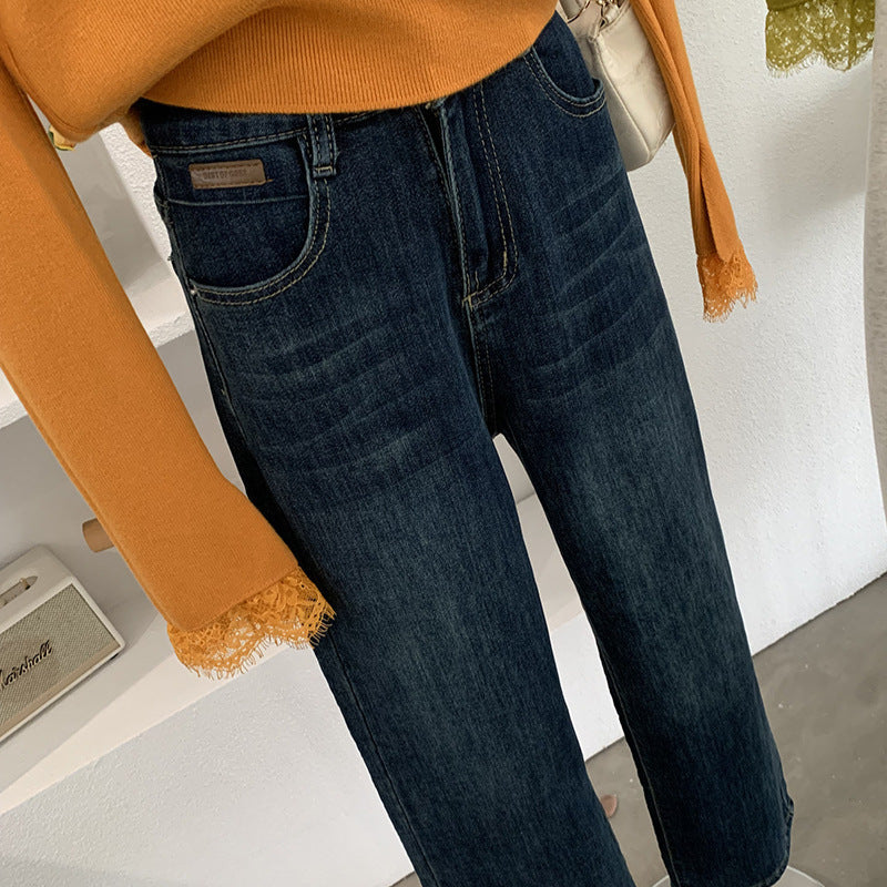 Jean droit style vintage, coupe slim