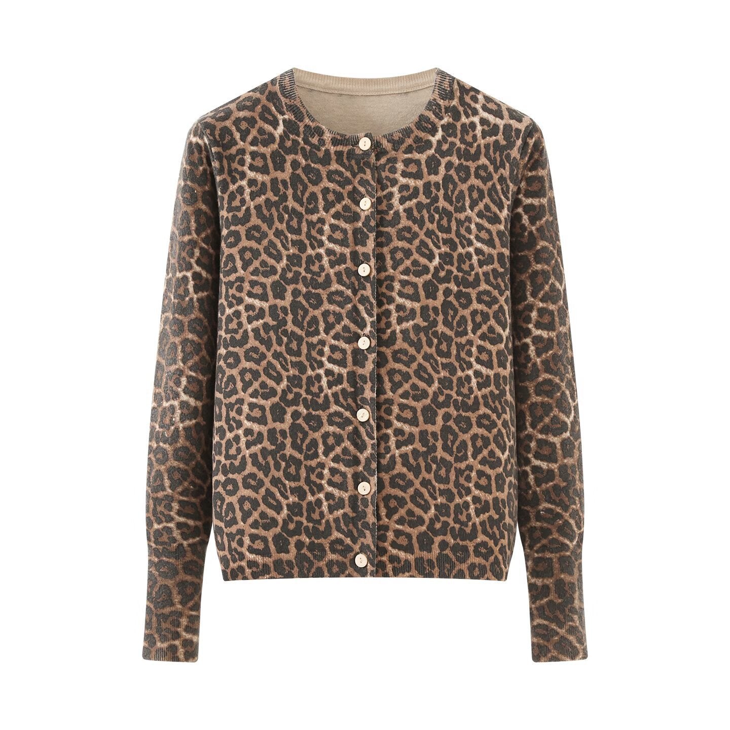 cardigan en maille à manches longues et imprimé léopard