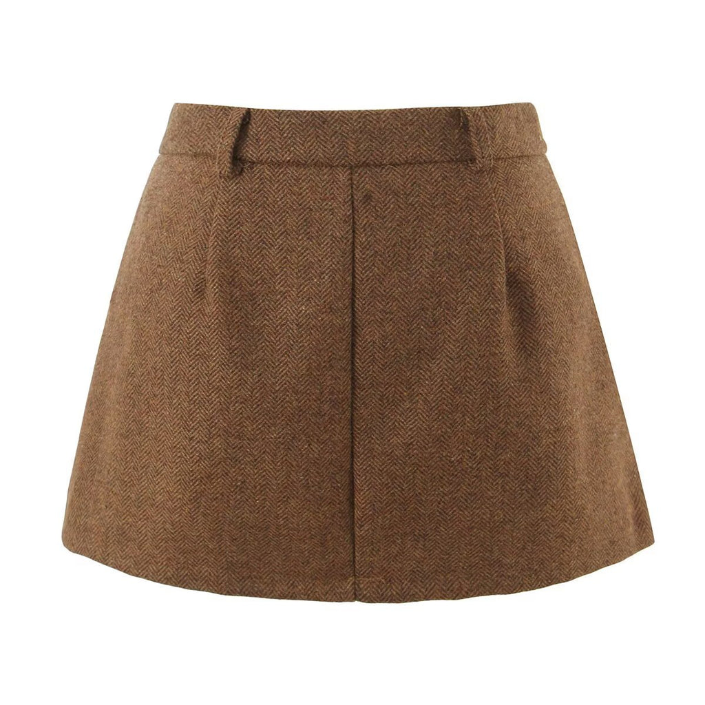 Jupe plissée à chevrons en laine mélangée