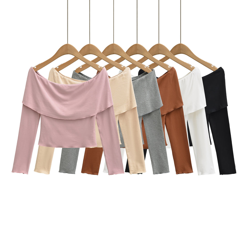 T-shirt court à manches longues asymétrique