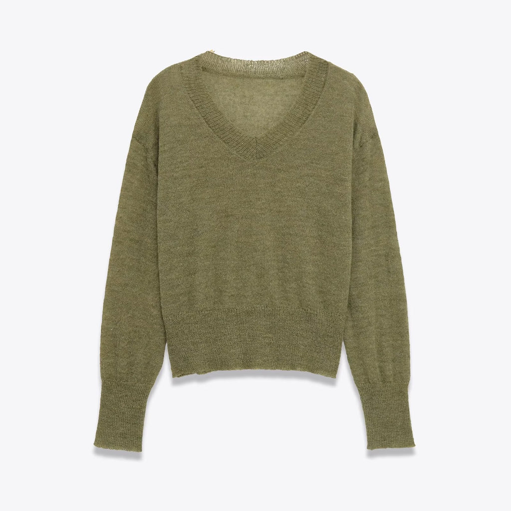 Pull tricoté à effet de décoloration simple