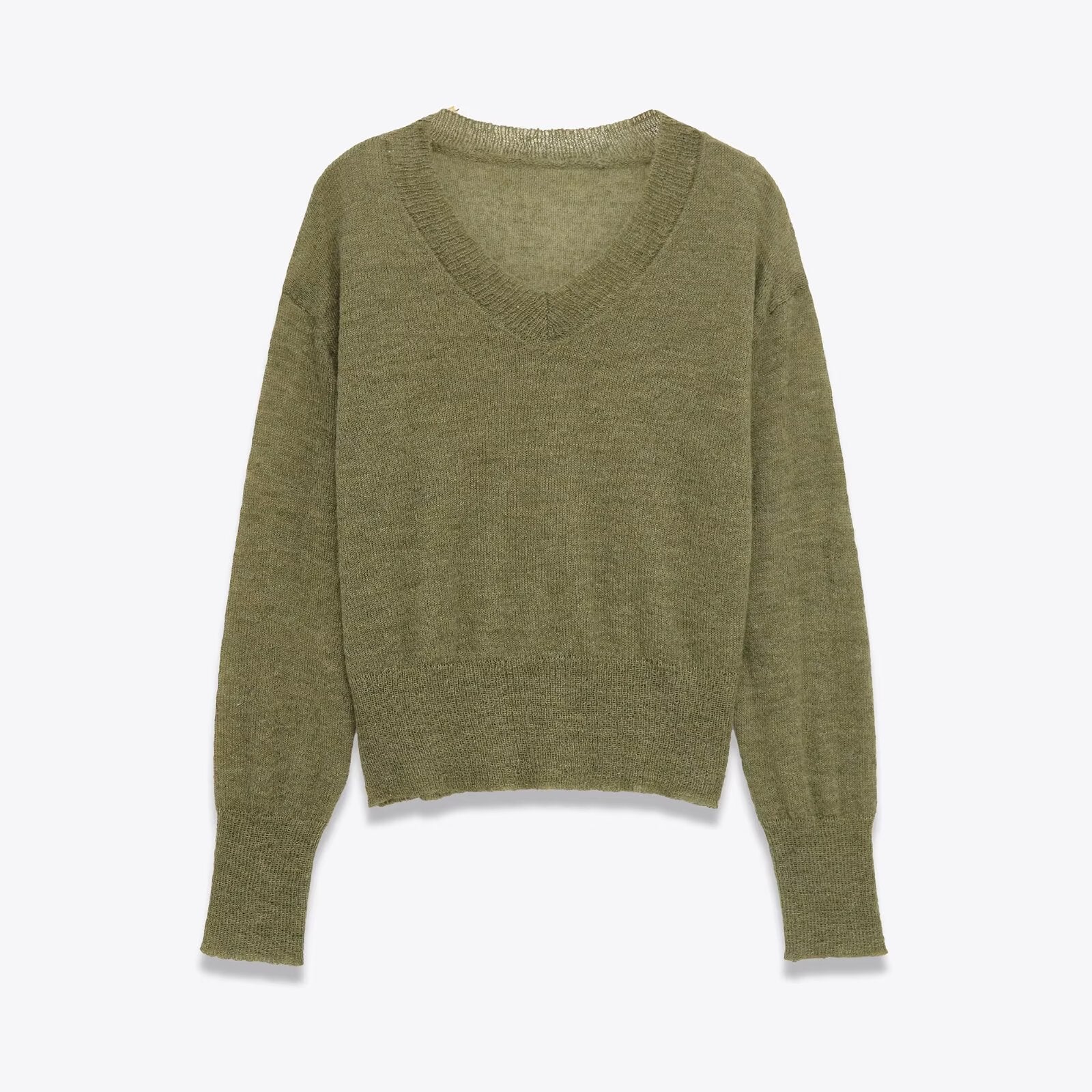 Pull tricoté à effet de décoloration simple