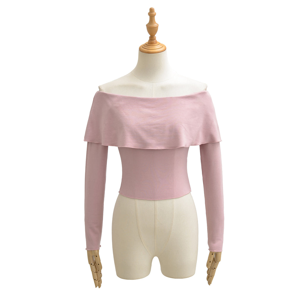 T-shirt court à manches longues asymétrique