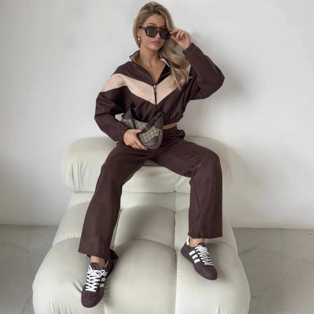 Ensemble deux pièces : veste zippée à manches longues et pantalon long élastique