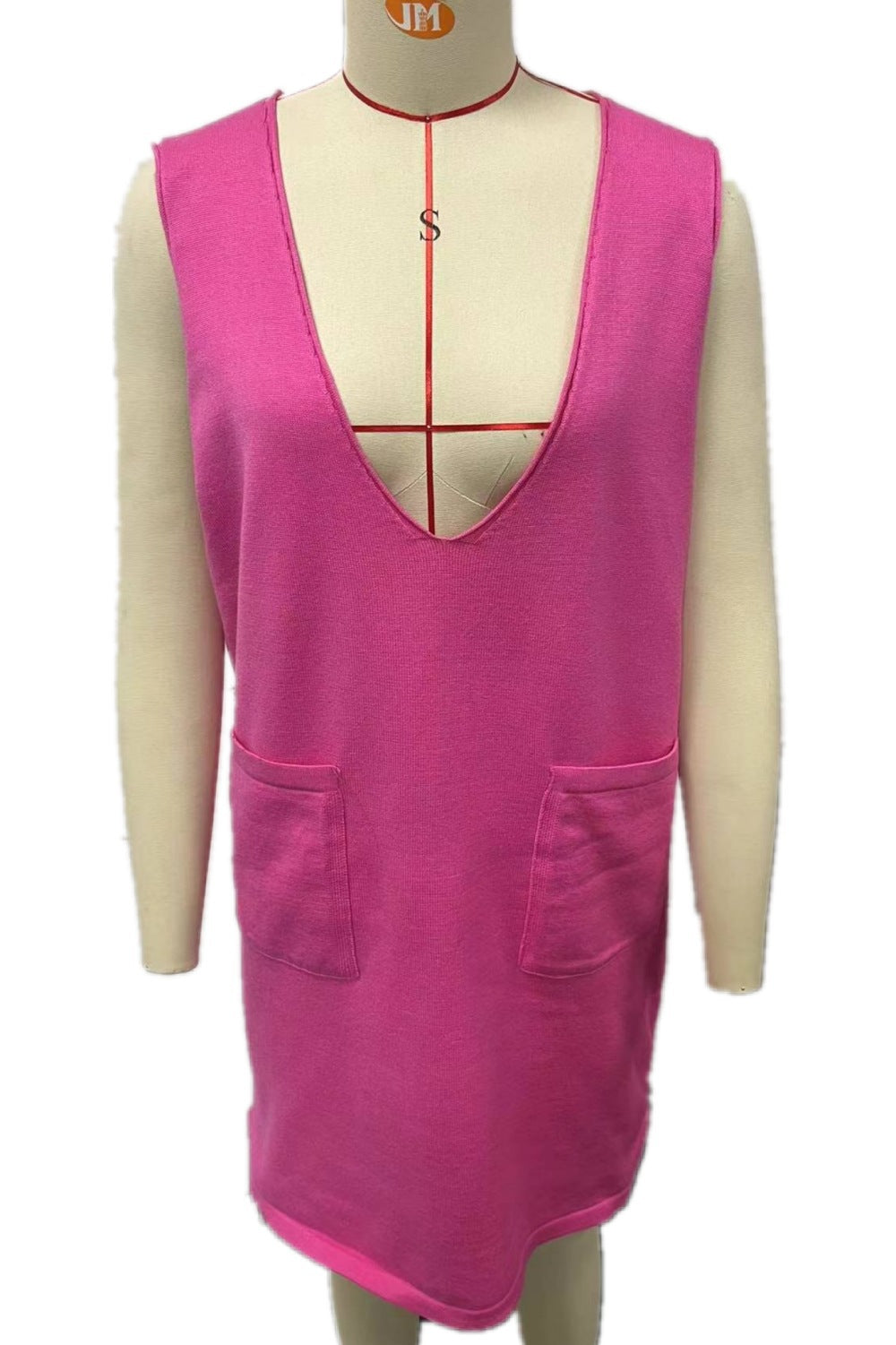 Robe sans manches polyvalente mi-longue en maille double face, collection automne/hiver coréenne, couleur unie.