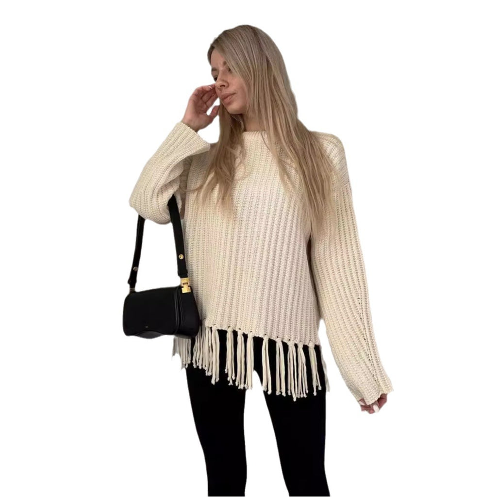 pull à pompons, manches longues.