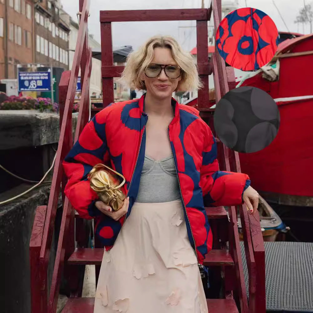 doudoune à col montant, veste en coton imprimé