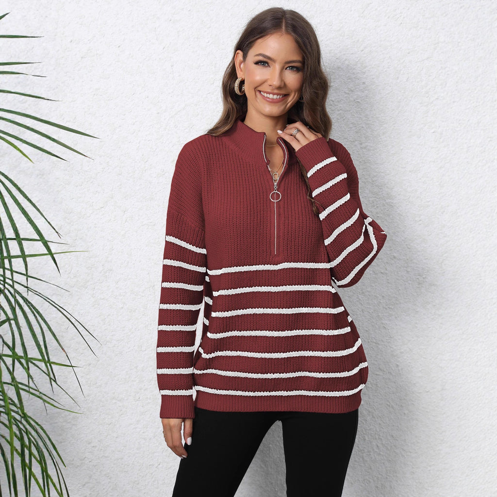 Pull ample à col montant zippé