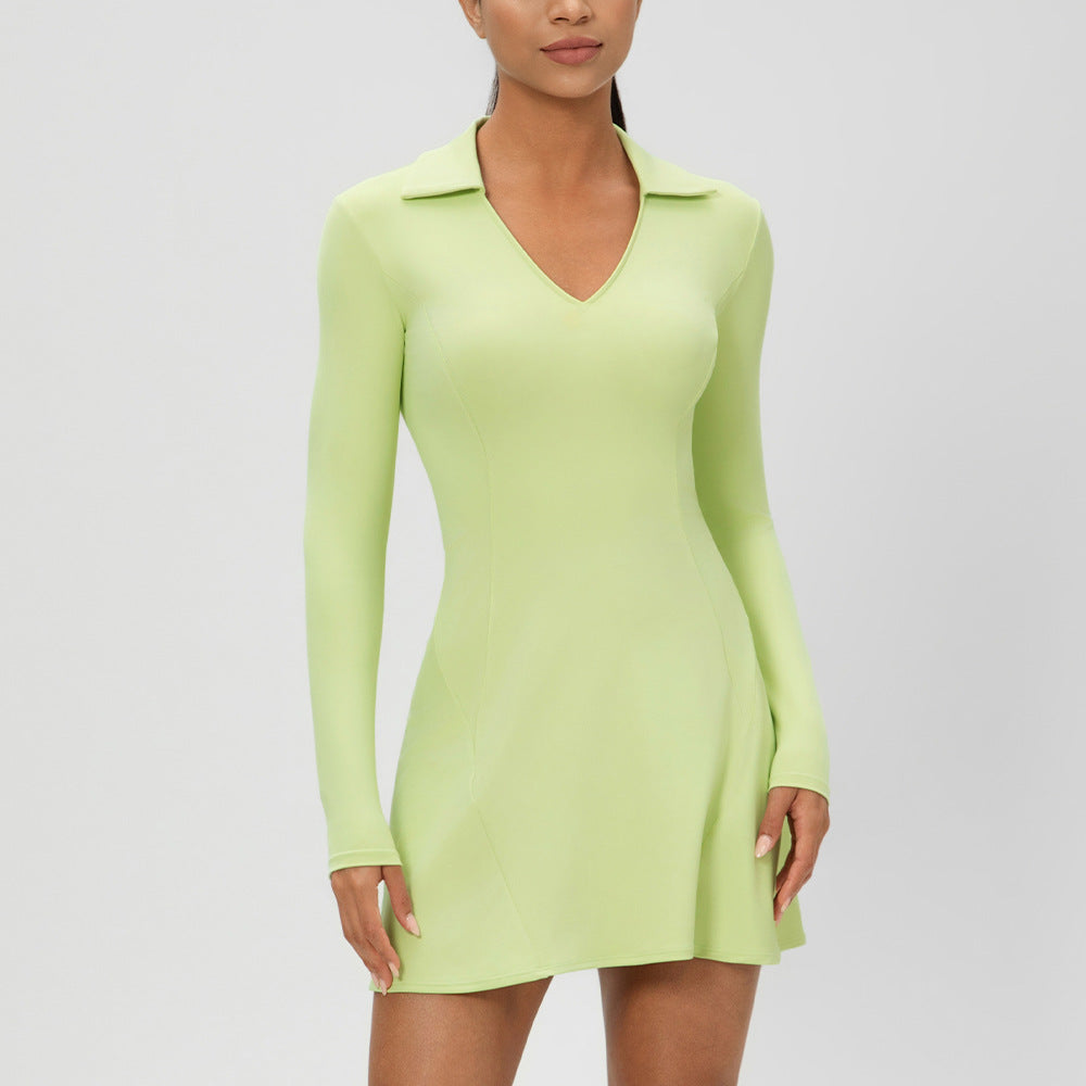 Robe à manches longues et col en V